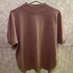 TanJay women’s short sleeve sweater rose pink, size large 16-18, soft and dressy